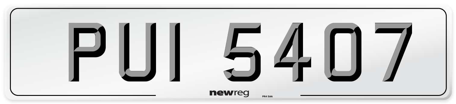 PUI 5407 Number Plate from New Reg
